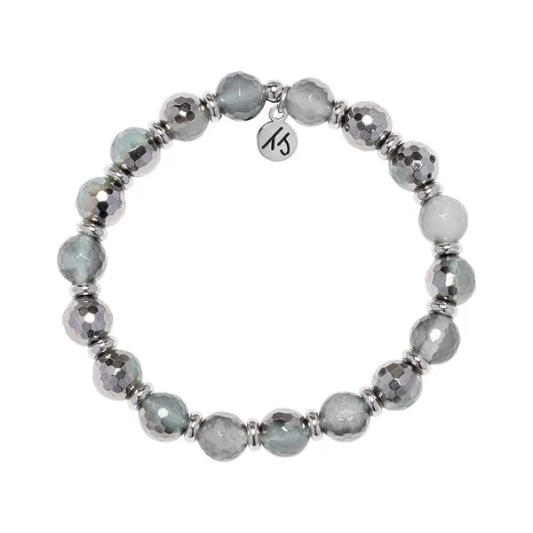 Empowered Elegance Blue Silver Agate Bead Bracelet Peter & Co. Jewelers Avon Lake, OH