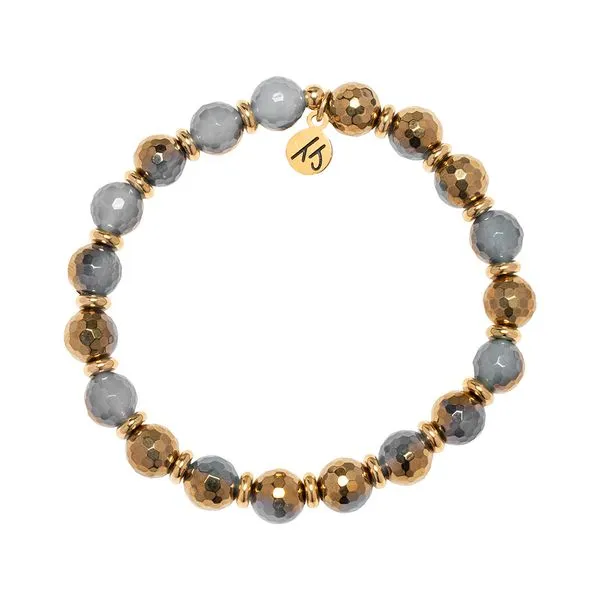 Gold Empowered Elegance Blue Gold Agate Bead Bracelet Peter & Co. Jewelers Avon Lake, OH