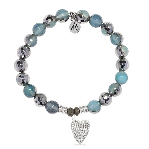 You Are Loved Blue Silver Agate Bead Bracelet Peter & Co. Jewelers Avon Lake, OH