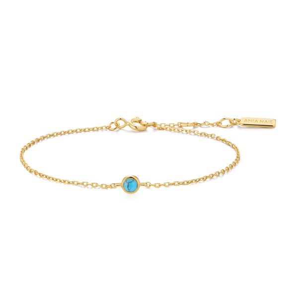 Ania Haie Gold Bezel-Set Lab-Created Turquoise Solitaire Bracelet Peter & Co. Jewelers Avon Lake, OH