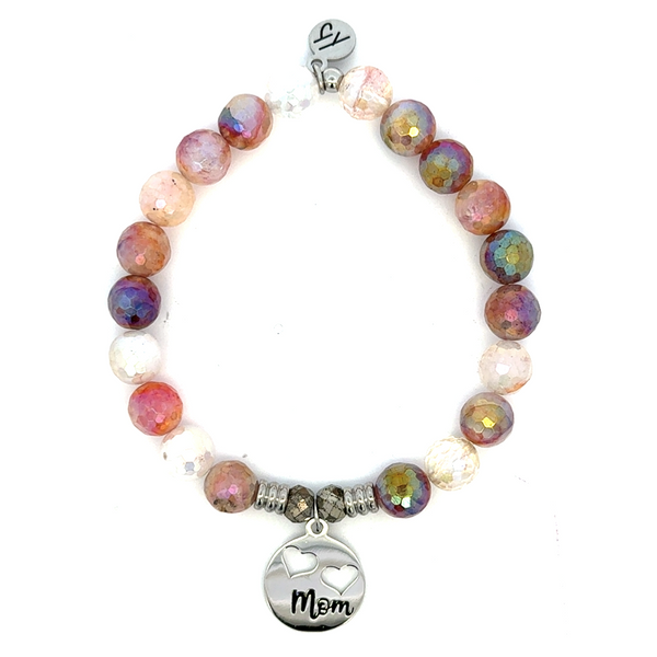Mom Hearts Strawberry Quartz Bead Bracelet Peter & Co. Jewelers Avon Lake, OH