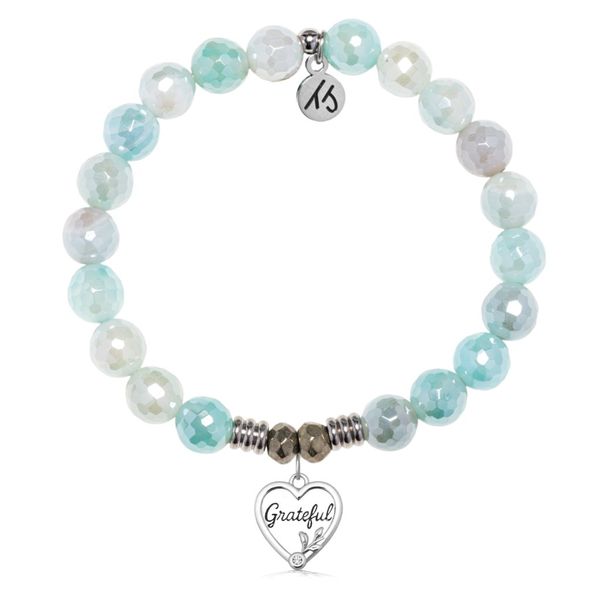 Grateful Aqua Agate Bead Bracelet Peter & Co. Jewelers Avon Lake, OH