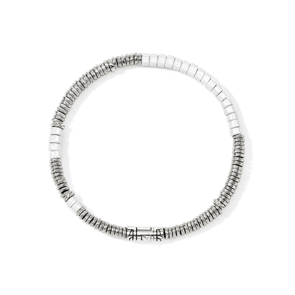 John Hardy White Enamel Silver Heishi Bracelet Image 4 Peter & Co. Jewelers Avon Lake, OH