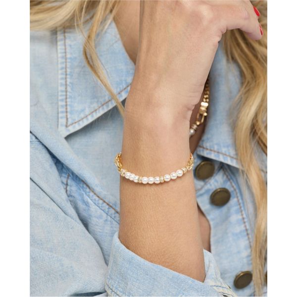 Melinda Maria Julian Loves Pearls Cuban Chain Bracelet, 7.5