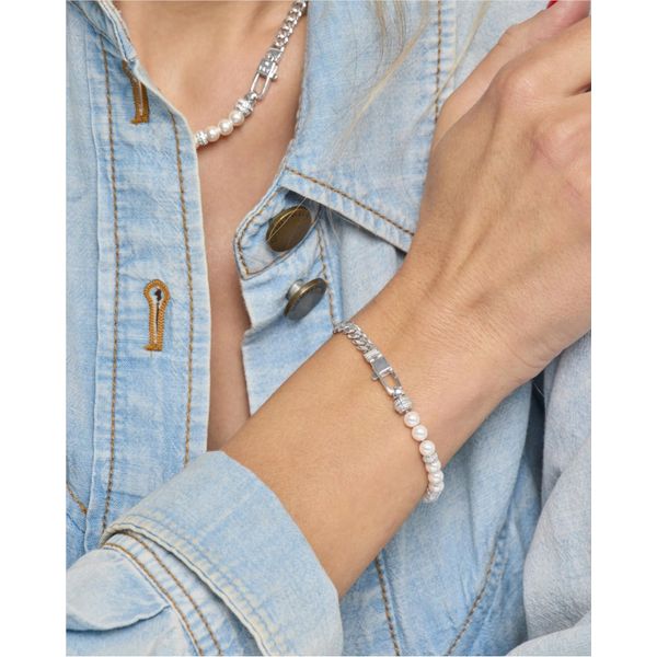 Melinda Maria Julian Loves Pearls Cuban Chain Bracelet, 7.5