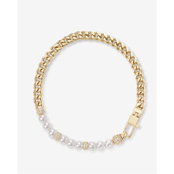 Melinda Maria Julian Loves Pearls Cuban Chain Bracelet, 6.5