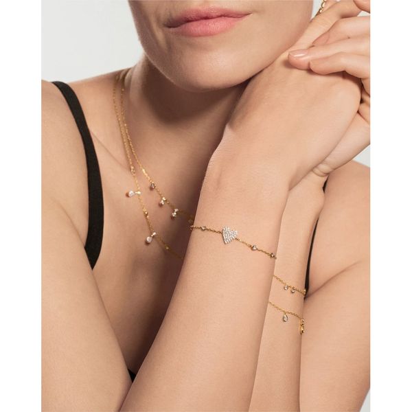 Ania Haie Gold Pavé Heart with Bezel Station Bracelet Image 2 Peter & Co. Jewelers Avon Lake, OH