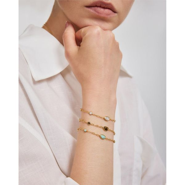 Ania Haie Gold Bezel Organic Dome Pebble Station Bracelet Image 3 Peter & Co. Jewelers Avon Lake, OH
