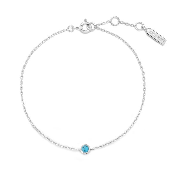 Ania Haie Silver Bezel-Set Lab-Created Turquoise Solitaire Bracelet Image 2 Peter & Co. Jewelers Avon Lake, OH
