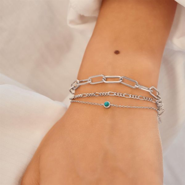Ania Haie Silver Bezel-Set Lab-Created Turquoise Solitaire Bracelet Image 3 Peter & Co. Jewelers Avon Lake, OH