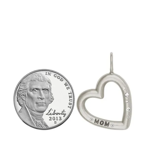 Heather B. Moore Silver Brushed Mom Open Heart Charm Image 3 Peter & Co. Jewelers Avon Lake, OH