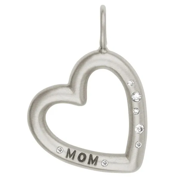 Heather B. Moore Silver Brushed Mom Open Heart Charm Peter & Co. Jewelers Avon Lake, OH