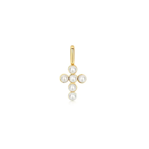 Ania Haie Gold Shell Pearl Cross Charm Peter & Co. Jewelers Avon Lake, OH