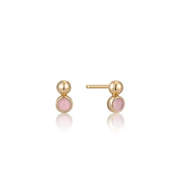 Ania Haie Gold Orb Rose Quartz Stud Earrings Peter & Co. Jewelers Avon Lake, OH