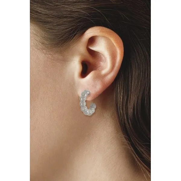Silver Beaded Hoop Earrings Image 2 Peter & Co. Jewelers Avon Lake, OH