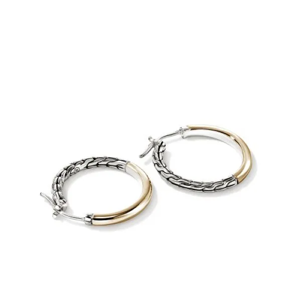 John Hardy Essentials 14k & Silver Hoop Earrings, 18mm Image 2 Peter & Co. Jewelers Avon Lake, OH