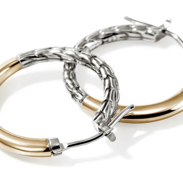 John Hardy Essentials 14k & Silver Hoop Earrings, 18mm Image 3 Peter & Co. Jewelers Avon Lake, OH