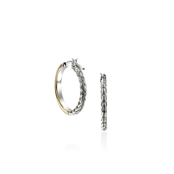 John Hardy Essentials 14k & Silver Hoop Earrings, 18mm Image 4 Peter & Co. Jewelers Avon Lake, OH