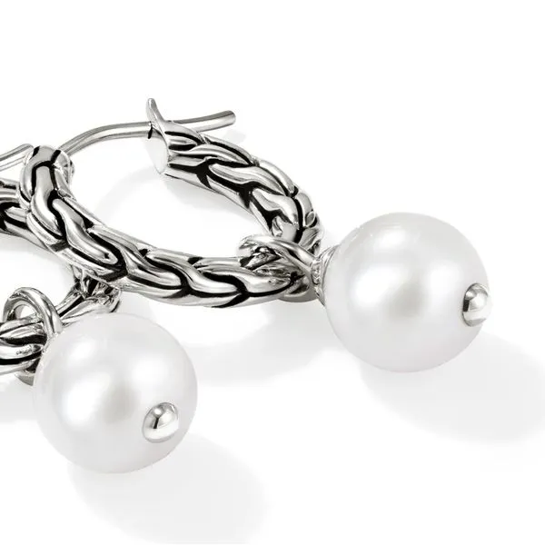 John Hardy Essential Pearl Hoop Earrings Image 2 Peter & Co. Jewelers Avon Lake, OH