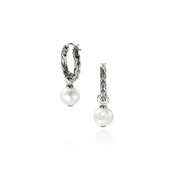 John Hardy Essential Pearl Hoop Earrings Image 4 Peter & Co. Jewelers Avon Lake, OH