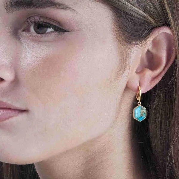 Jorge Revilla Turquoise Huggie Earrings Image 2 Peter & Co. Jewelers Avon Lake, OH