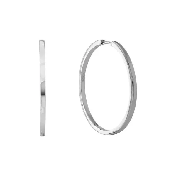 Silver Squared-Edge Hoop Earrings Image 2 Peter & Co. Jewelers Avon Lake, OH
