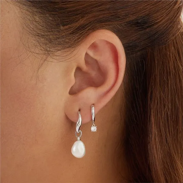 Ania Haie Silver Drop Solitaire Huggies Image 2 Peter & Co. Jewelers Avon Lake, OH