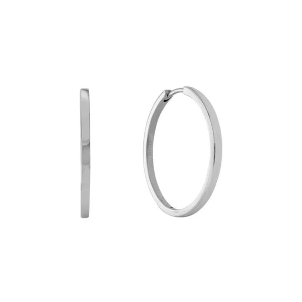 Silver Squared-Edge Hoop Earrings Image 2 Peter & Co. Jewelers Avon Lake, OH