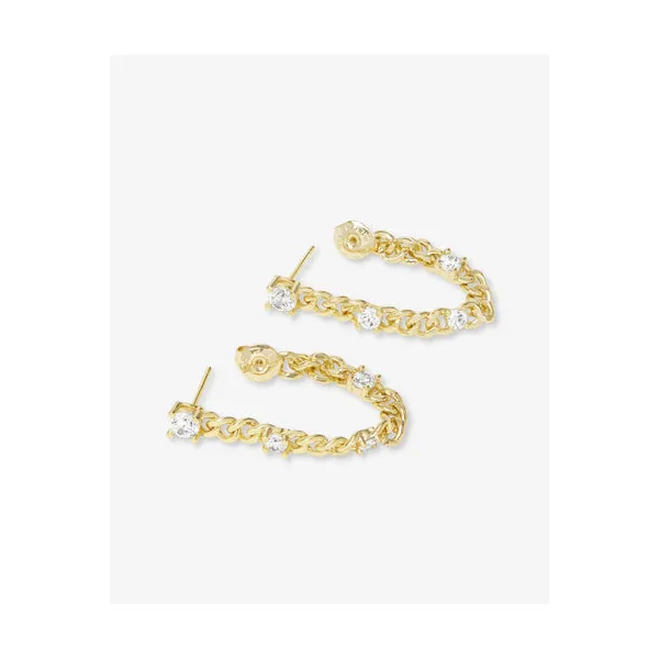 Melinda Maria Julian Triple Diamond Soft Chain Hoop Earrings Image 3 Peter & Co. Jewelers Avon Lake, OH
