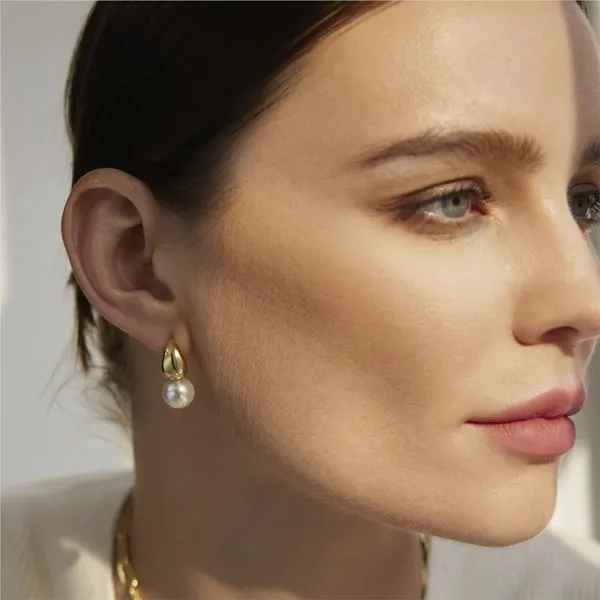 Ania Haie Gold Pearl Dome Hoop Earrings Image 2 Peter & Co. Jewelers Avon Lake, OH