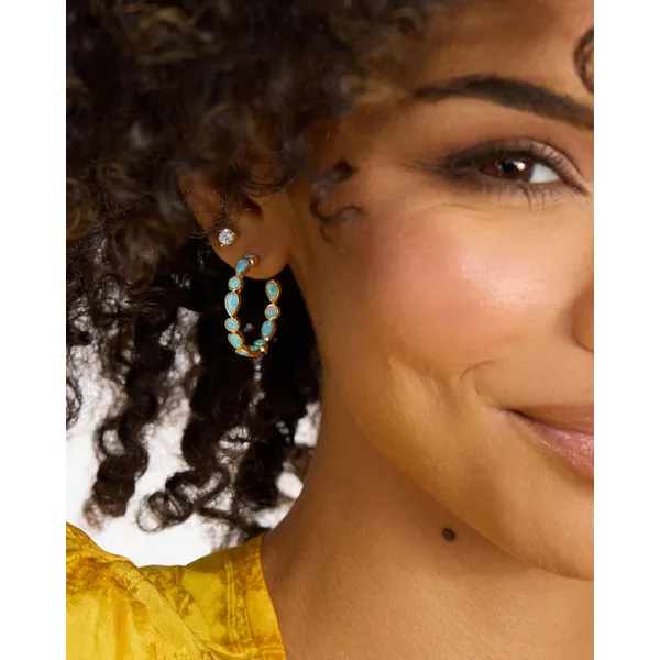 Melinda Maria Isla Blue Opal Hoop Earrings 1