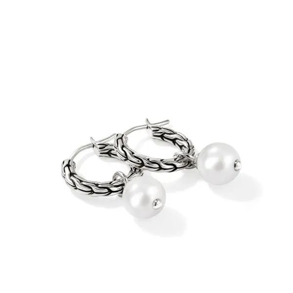 John Hardy Essential Pearl Hoop Earrings Image 3 Peter & Co. Jewelers Avon Lake, OH