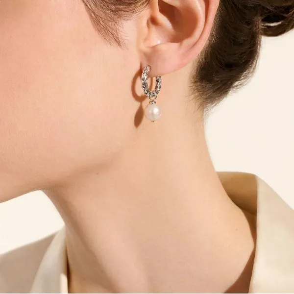 John Hardy Essential Pearl Hoop Earrings Image 5 Peter & Co. Jewelers Avon Lake, OH