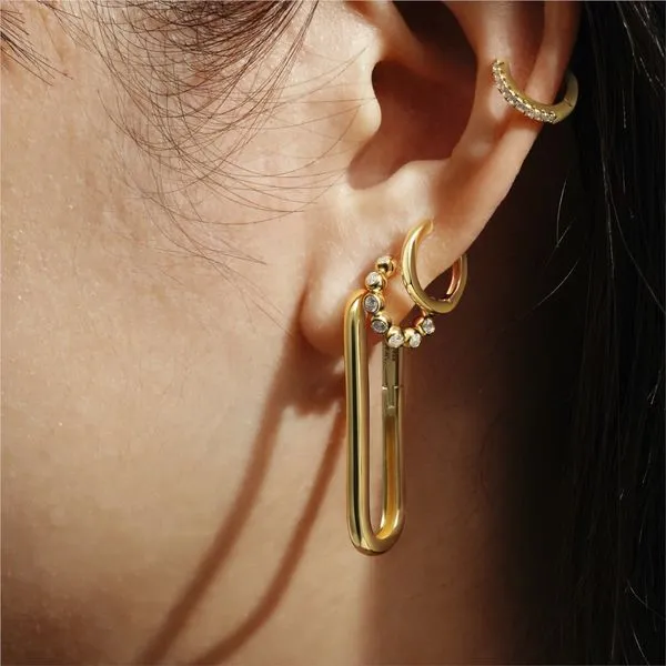 Ania Haie Gold Bezel Beaded Huggie Hoop Earrings Image 2 Peter & Co. Jewelers Avon Lake, OH