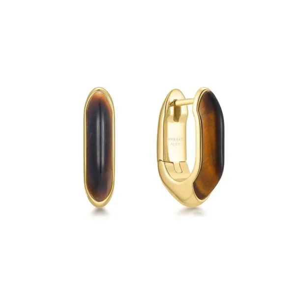 Ania Haie Gold Tiger Eye Huggie Hoop Earrings Peter & Co. Jewelers Avon Lake, OH