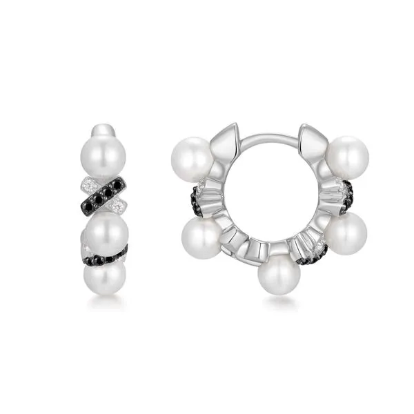 Ania Haie Silver Sparkling Braided Shell Pearl Huggie Hoop Earrings Peter & Co. Jewelers Avon Lake, OH