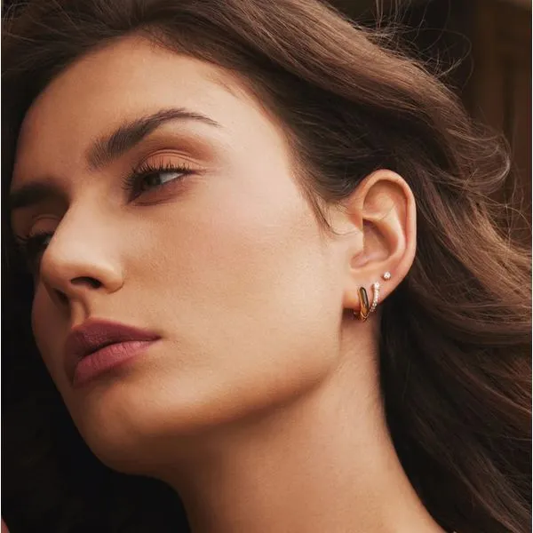 Ania Haie Gold Sparkling Pavé Huggie Hoop Earrings Image 3 Peter & Co. Jewelers Avon Lake, OH