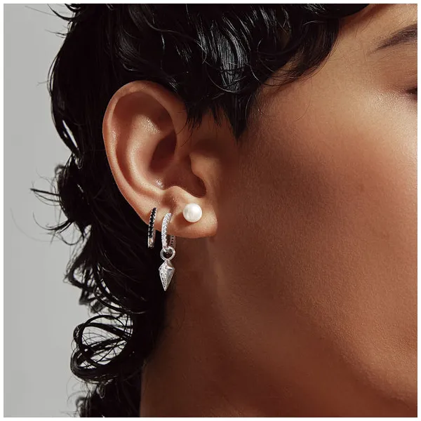 Ania Haie Silver Black and White Cubic Ziconia Huggies Image 3 Peter & Co. Jewelers Avon Lake, OH