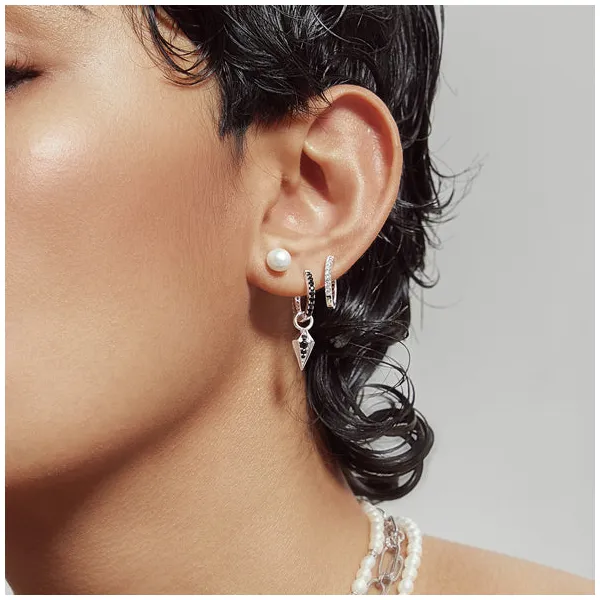 Ania Haie Silver Black and White Cubic Ziconia Huggies Image 2 Peter & Co. Jewelers Avon Lake, OH