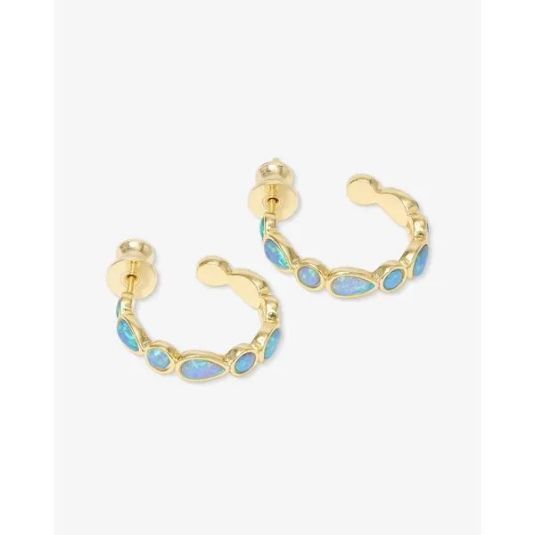 Melinda Maria Isla Blue Opal Hoop Earrings 0.75