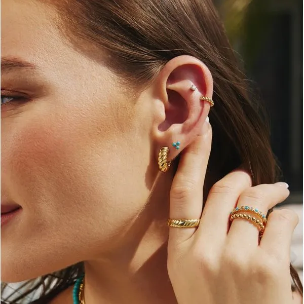 Ania Haie Gold Bold Texture Medium Huggie Hoop Earrings Image 2 Peter & Co. Jewelers Avon Lake, OH