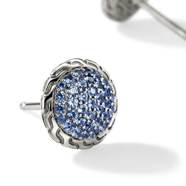 John Hardy Essential Pavé Stud Earrings, Blue Sapphire, 10mm Image 2 Peter & Co. Jewelers Avon Lake, OH