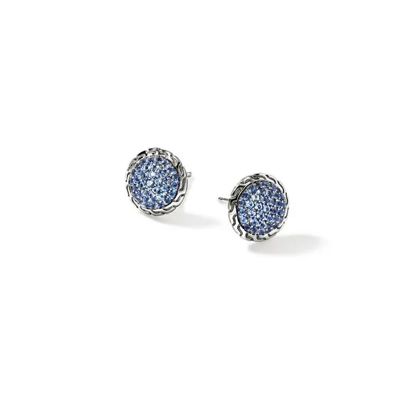 John Hardy Essential Pavé Stud Earrings, Blue Sapphire, 10mm Image 3 Peter & Co. Jewelers Avon Lake, OH