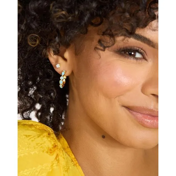 Melinda Maria Isla Blue Opal Hoop Earrings 0.75