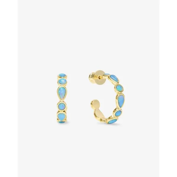 Melinda Maria Isla Blue Opal Hoop Earrings 0.75