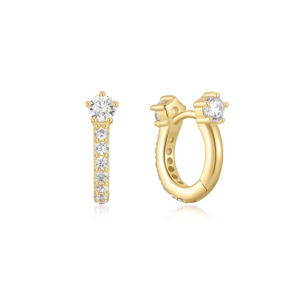 Ania Haie Gold Sparkling Pavé Huggie Hoop Earrings Image 2 Peter & Co. Jewelers Avon Lake, OH