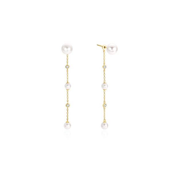 Ania Haie Gold Cascade Shell Pearl Station Drop Stud Earrings Peter & Co. Jewelers Avon Lake, OH