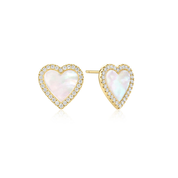 Ania Haie Gold Mother of Pearl Halo Heart Stud Earrings Peter & Co. Jewelers Avon Lake, OH