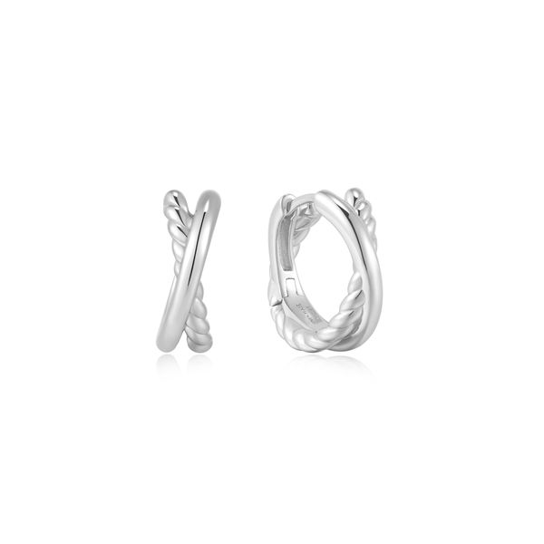 Ania Haie Silver Entwined Dual Huggie Hoop Earrings Peter & Co. Jewelers Avon Lake, OH