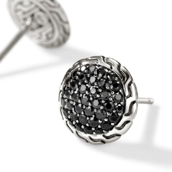 John Hardy Essential Pavé Stud Earrings, Black Sapphire, 10mm Image 2 Peter & Co. Jewelers Avon Lake, OH
